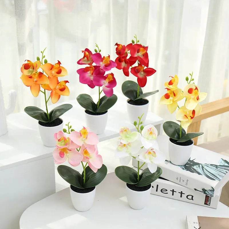 

Four-flower Phalaenopsis Bonsai Simulation Flower Home Decoration Supplies Silk Flower Simulation Plant Green Plant Fake Flower