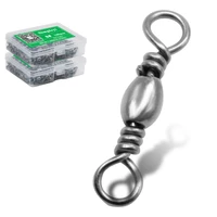 50pcs1box stainless steel fishing ball bearing rolling swivel barrel sea fish hooks lure line connector goods for fishing