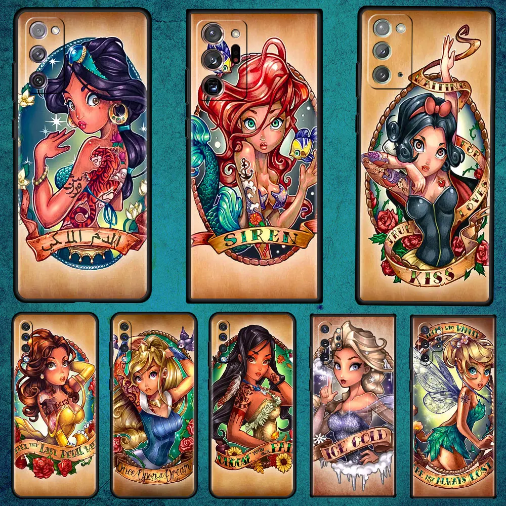 

Disney Tattoo Princess Soft Case For Samsung Galaxy Note 20 Ultra 10 Plus Lite A50 A70 A30 A20 A20e A40 A10 A10e 9 8 Phone Cover