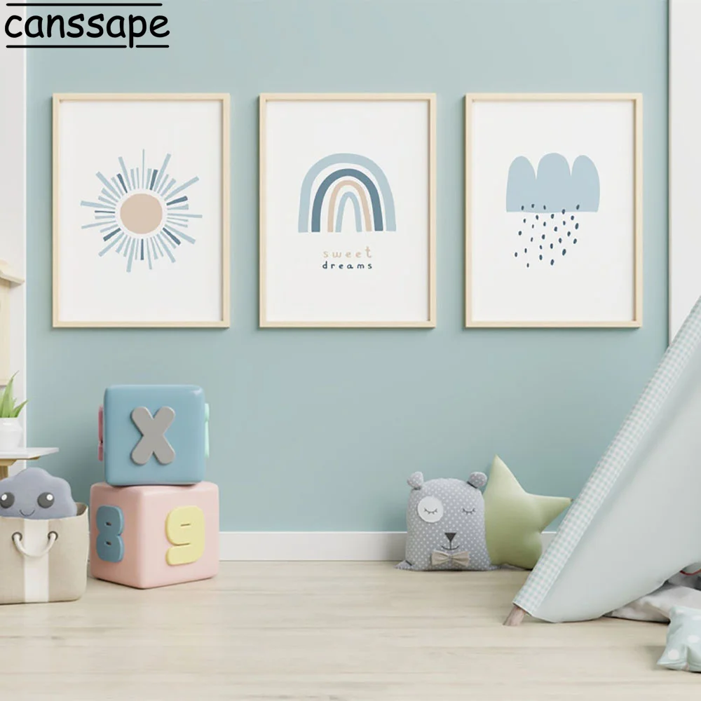 

Islamic Wall Art Poster Sun Rainbow Cloud Nursery Print Art Canvas Painting Nordic Wall Pictures For Baby Kids Room Decoration