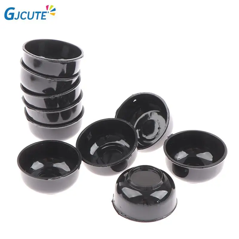 

10Pcs/Lot Cute Dollhouse Miniature Plastic Black Bowl Tablewares Doll House Kitchen Dinning Accessory