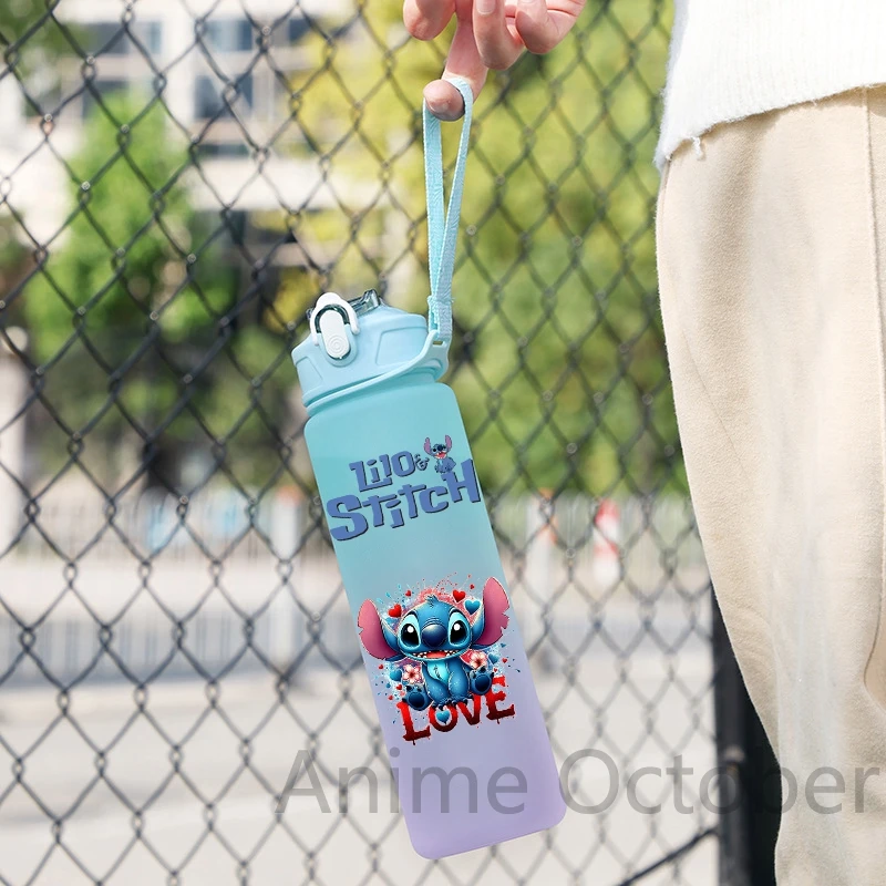 Water Bottle Disney Lilo Stitch Cartoon Large Capacity Drinking Cup Portable Outdoor Sports 750ML Children Kid Gift