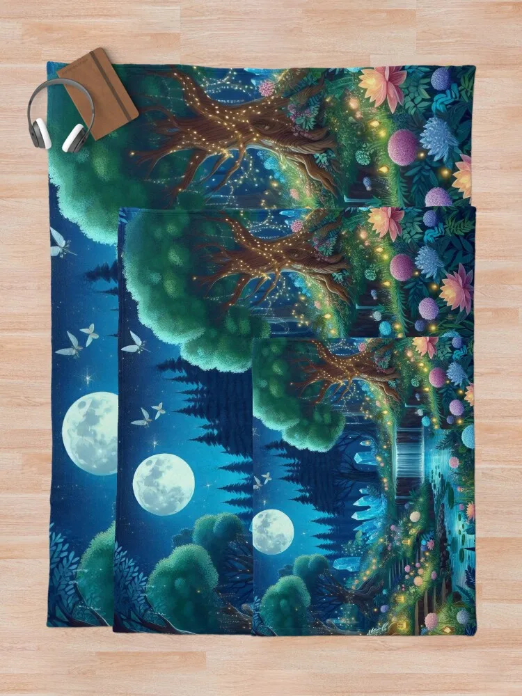 Moonlit Dreamscape Mystical Forest Path Освещенное лунным светом Пледы и пледы Тяжелые одеяла