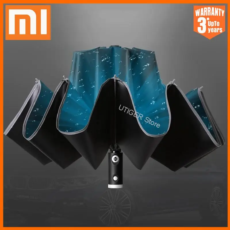 

Xiaomi Fully Automatic Reverse Umbrella Reflective Stripe Led Three Folding Business Outdoor Portable Men Womens Parasols