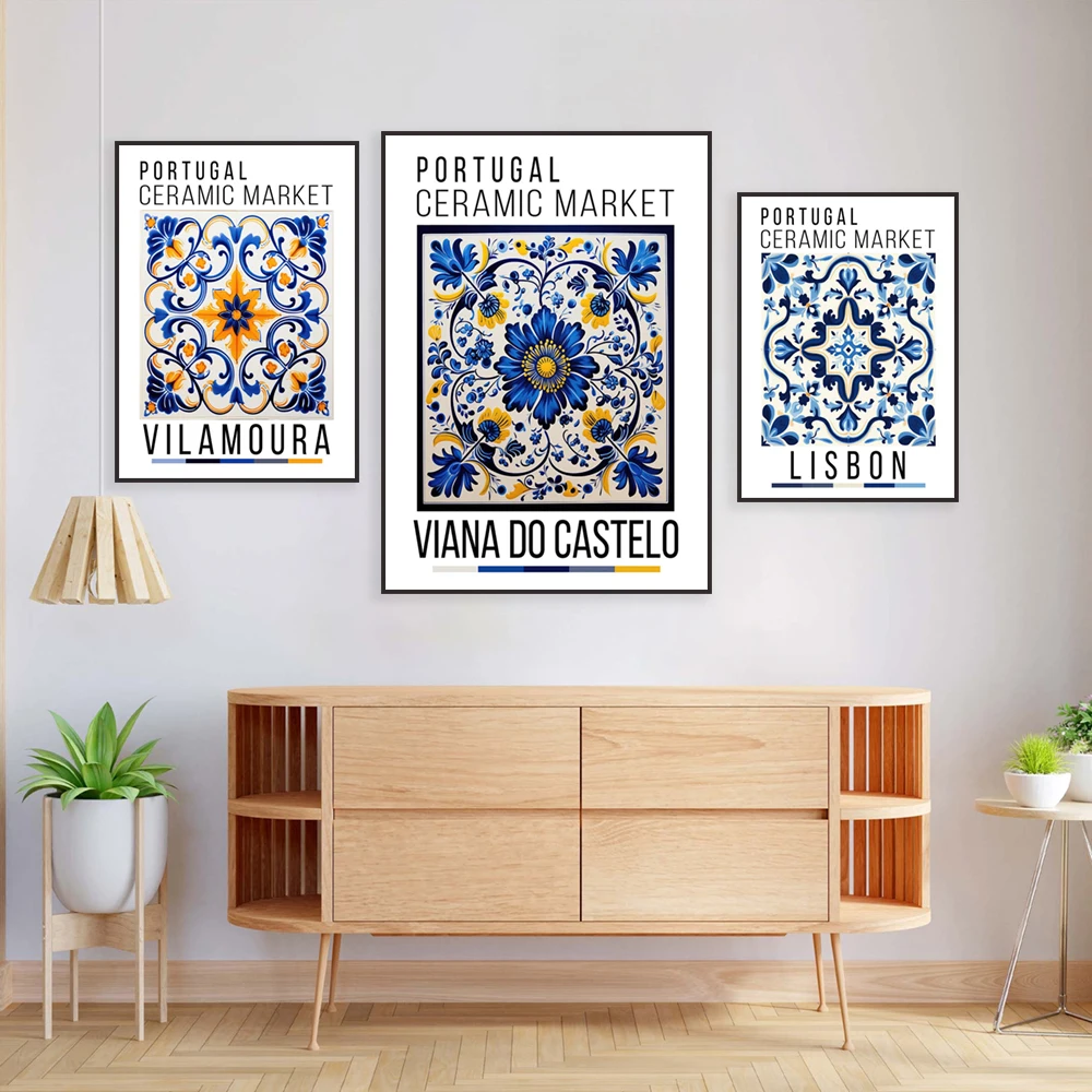 Плакат на португальский керамический рынок Viana do Castelo лиссабонское Искусство