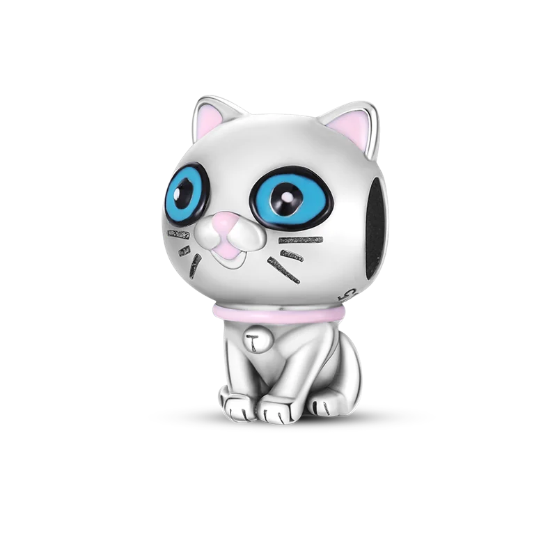 

Лидер продаж 100%, бусины-подвески в виде кошки из серебра 925 пробы для оригинального браслета Пандора, ожерелья, ювелирные изделия в стиле пан...