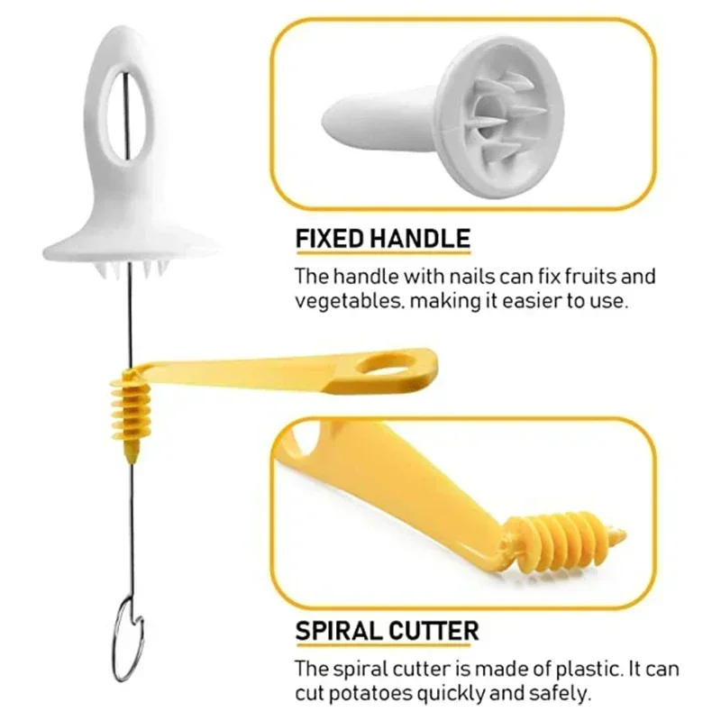 Спиральный картофельный резак с 4 палочками из нержавеющей стали спиральный