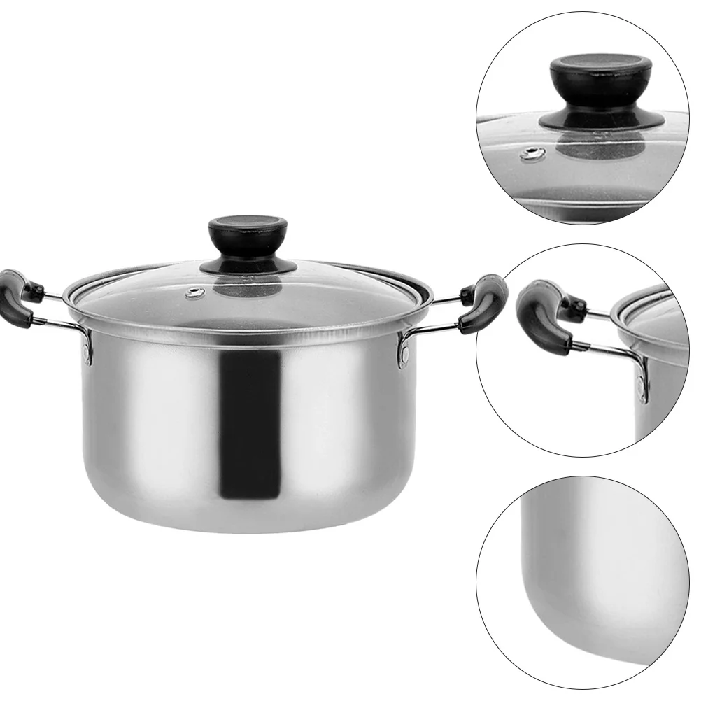 

Stainless Steel Milk Pot Kitchen Healthy Cookware Egg Frying Pan Metal Baby Nonstick Lid Pots for cooking