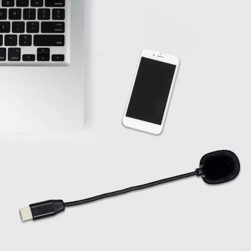 Фото Компьютерный микрофон USB C для телефона/планшета типа C/ПК, микрофон для записи видео с гибкой шеей для записи для видеоблога №4