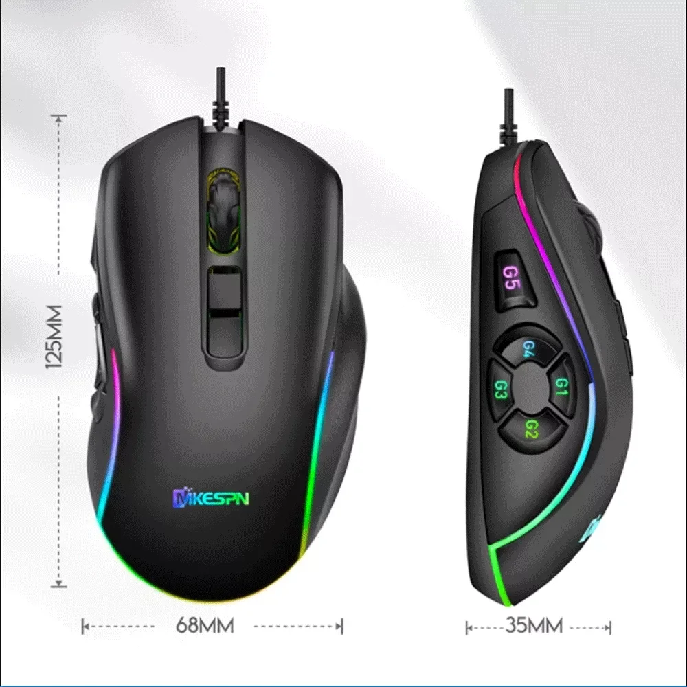

Wired Gaming Mouse 7200 DPI PC Gamer Gaming Laptops Macro Software Wired Glowing Mouse 10 Button RGB Mouse For Computer PC Gamer