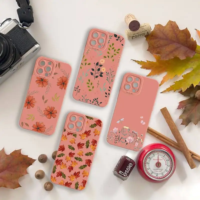 

Fallen leaves autumn Maple leaf Phone Case For iPhone 13 12 11 Pro MAX Mini X XS XR 7 8 Plus Camera Lens Liquid Silicone