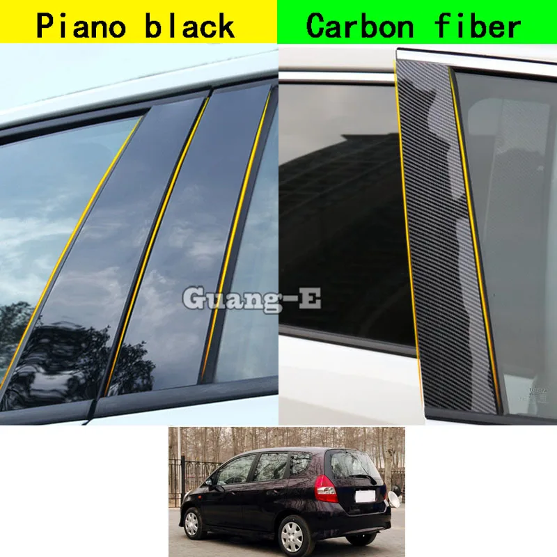 

For Honda Fit Jazz 2004 2005 2006 2007 Car PC Material Pillar Post Cover Door Trim Window Piano Black Molding Sticker Parts