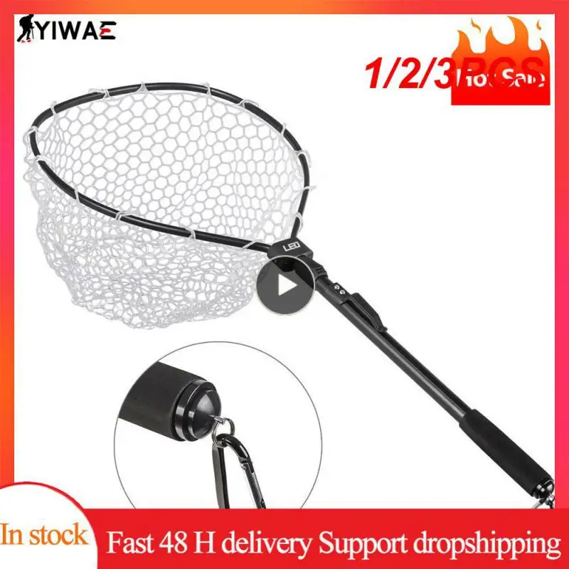 

1/2/3PCS Leo Fly Fishing Net Fish Landing Net With Folding Aluminum Handle And Soft Rubber Mesh Perfect For Catch And Release