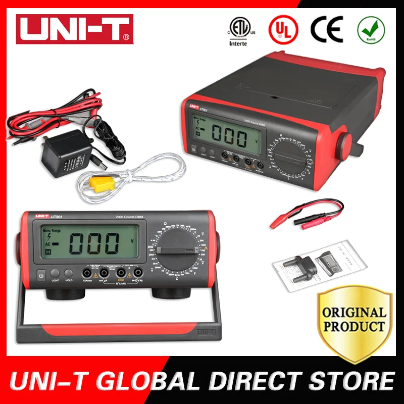

UNI-T Bechtop Digital Multimeter AC DC voltage current meter Resistance Capacitance Frequency Diode tester UT801/UT802/UT803