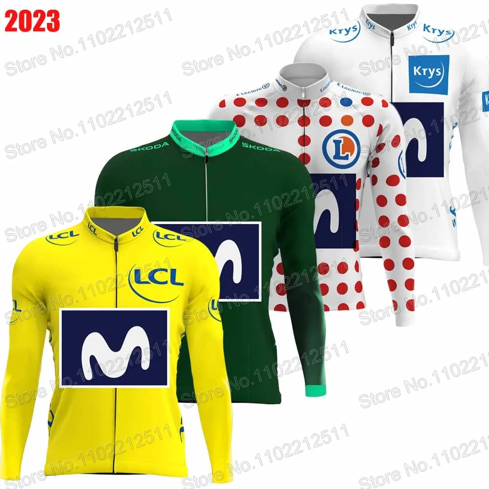 

Pro Team M 2023 Cycling Jersey Long Sleeve France Tour TDF Yellow Polka Dot Clothing Race Road Bike Shirts Bicycle Tops MTB Ropa