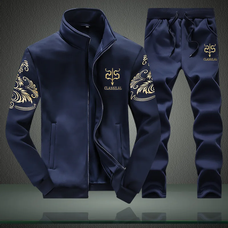 

Men's Spring And Autumn Jacket And Pants Set New Sport Suit Cardigan Sweater Pants Two Piece Set