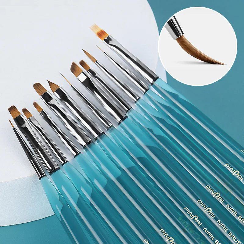 Ice-Blue Nail Brush Gradient Blooming Effect Nail UV Gel Liner Brush Drawing Pen Painting Stripes Flower Manicure Nail Art Tools