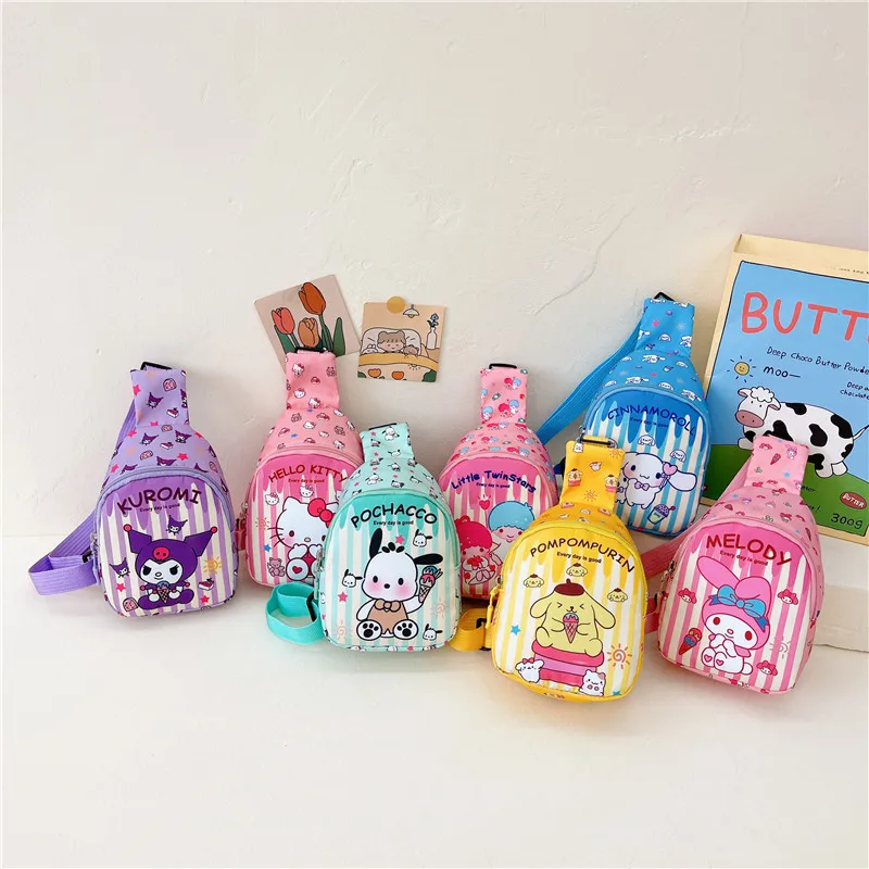

Sanrios Kawaii Anime Cinnamoroll Cute Kuromi Hello Kittys My Melody Kids Chest Bag Casual Messenger Bag Cartoon Shoulder Bag