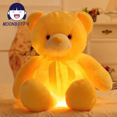 

50cm Creative Light Up LED Teddy Bear Stuffed Animals Plush Toy Colorful Glowing Christmas Gift for Kids Pillow