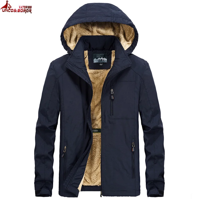 

Winter Parkas Men Warm Streetwear Casual Windbreaker Plus Velvet Bomber Jacket Detacable at ded Male Cotton-Padded Coats