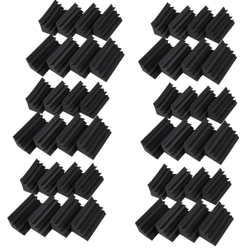 

New Hot Black Soundproofing Insulation Bass Trap Acoustic Wall Foam Padding Studio Foam Tiles (48PCS, Black)