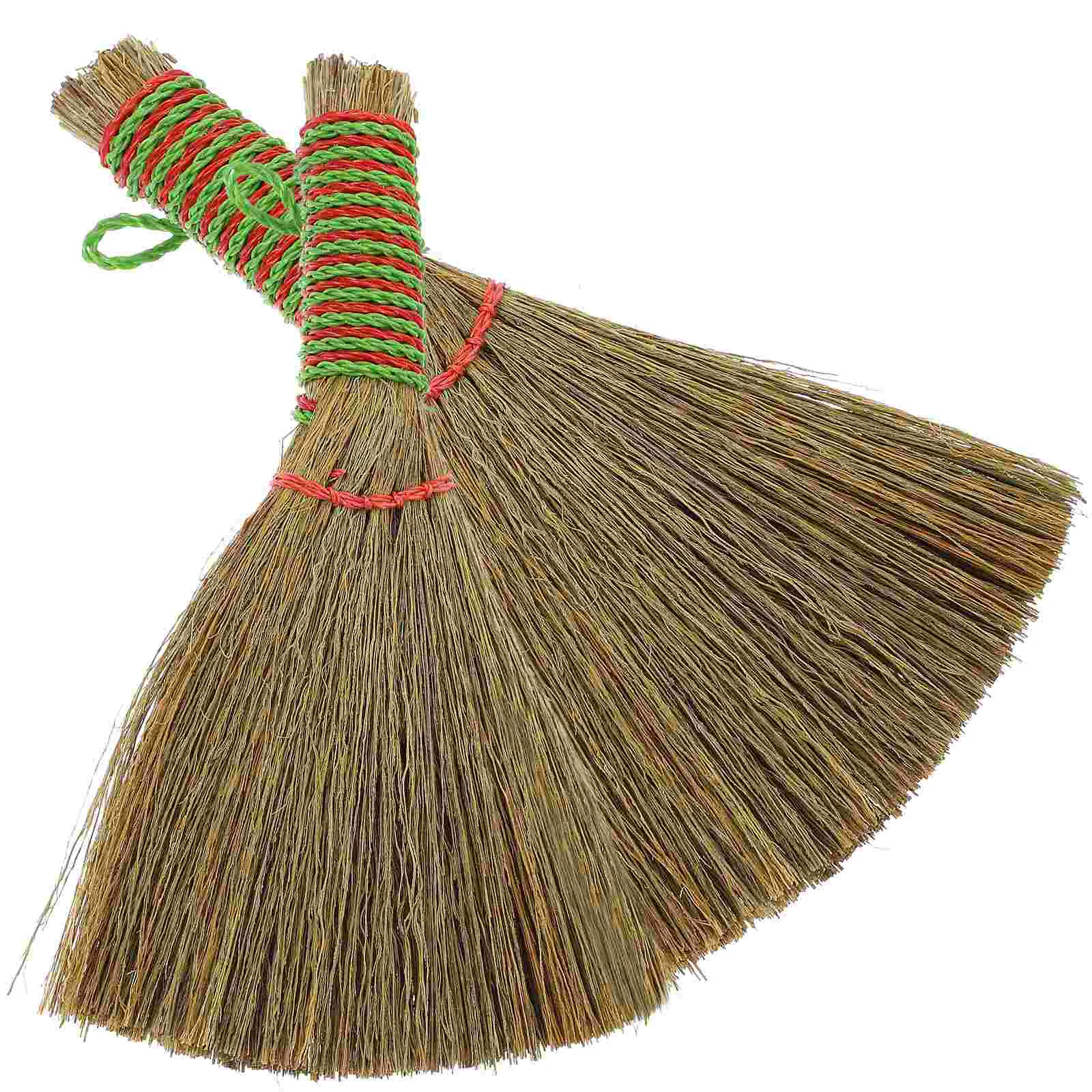 

2 Pcs Vietnamese Broom Short Handle Broomstick Rustic Desk Garage Broom Palm Broomstick Lobby Broom Childs Desk