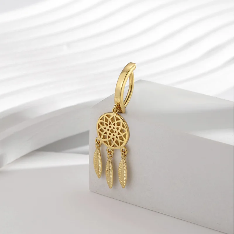 Кольцо для пупка с кристаллами циркона висячее кольцо Ловец снов пирсинг