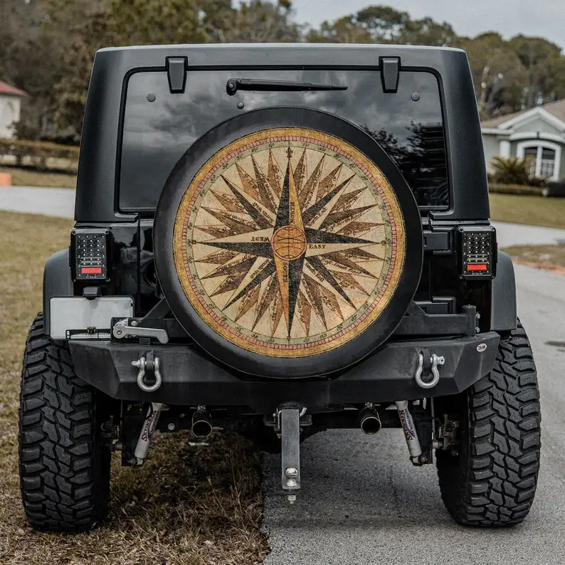 

Compas Tire Cover - Spare Tire Cover For The Tire Cover Comes With Camera Hole Option - Tire Covers For ,RV,CRV,Bronco