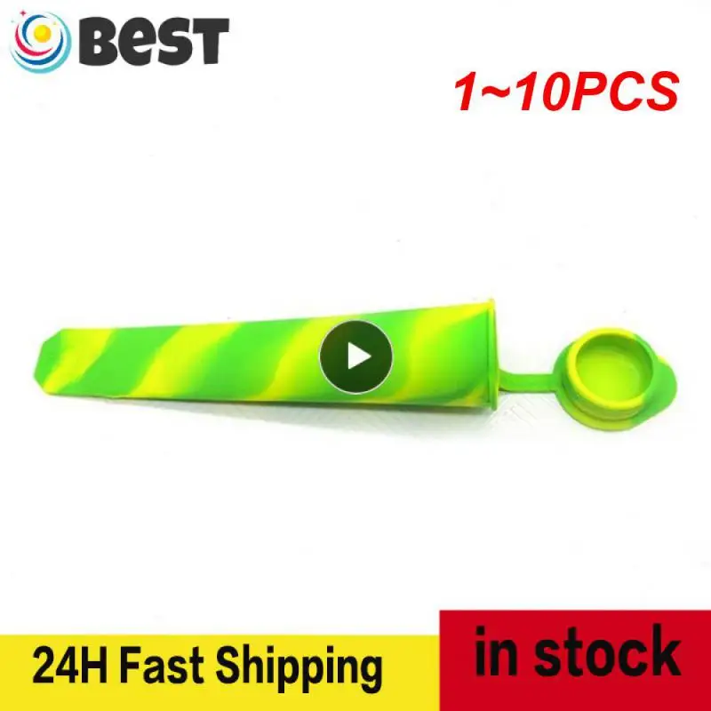 

1~10PCS Random Color Silicone Ice Tube Mold With Lids Colorful Cream Mould Yogurt Popsicle Maker Tray Summer Kitchen