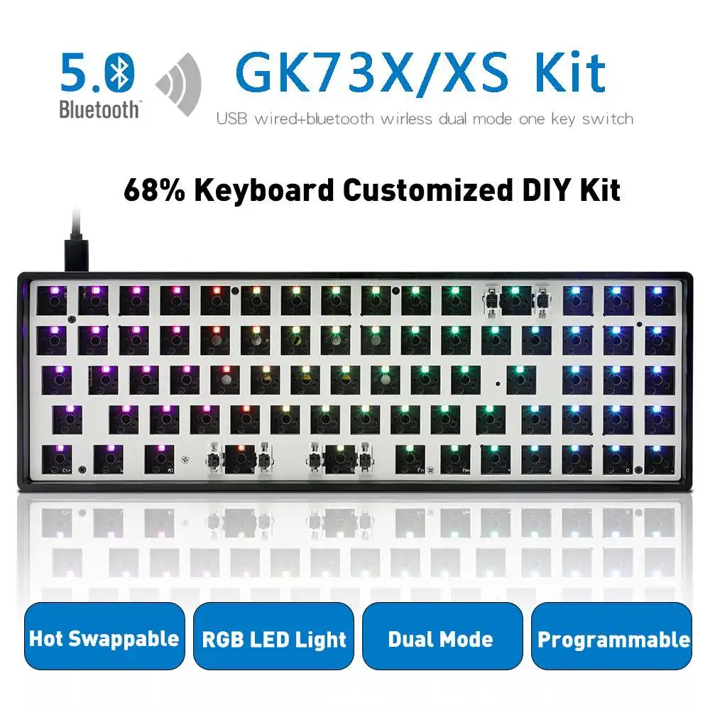 

SKYLOONG GK73XS 68% Mechanical Keyboard Customized Kit Hot Swappable Dual-mode Type-C Wired Bluetooth Mechanical Keyboard