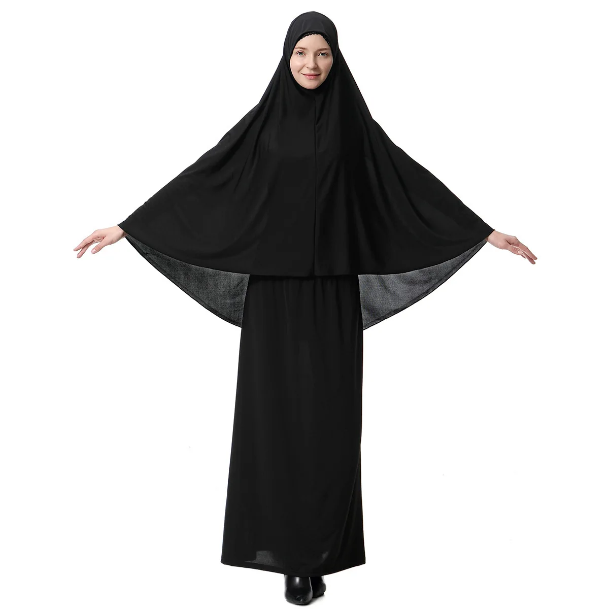 Ramadan Muslim Prayer Garment 2 Piece Set Women Khimar Abaya Long Hijab Skirt Full Cover Islam Clothes Burka Niqab Jilbab Dress
