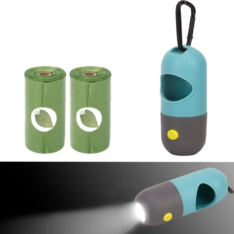 

Degradable Dog Poop Bag Dispenser LED light Waste Bags Holder Dispensers Poop Bags Set Dogs Trash Pets Clean Accessories