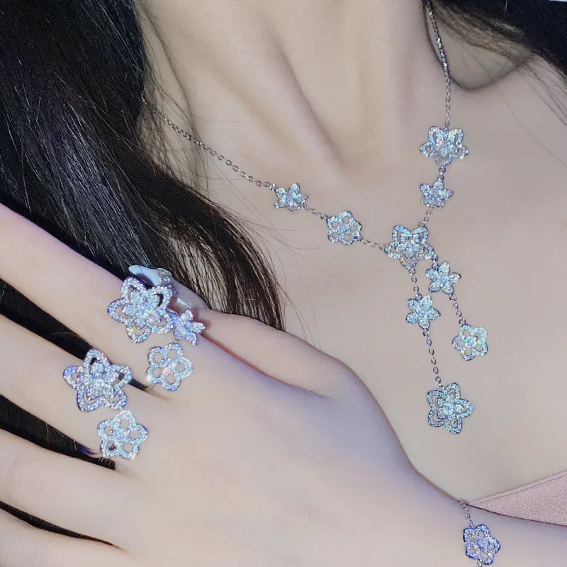 MDLFES Муассан бриллиантовый стиль цветок мир кольцо 18K позолоченное бриллиантовое