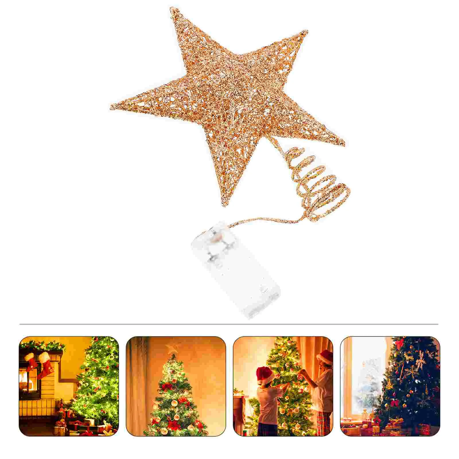 

LED Christmas Tree Top Star Outdoor Decor Unique Toppers Iron Five-pointed Lamp