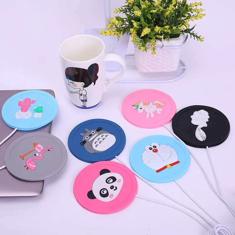 

Cartoon Silicone USB Charging Heating Coaster Creative PVC Coffee Coaster Heat Insulation Moisture-Proof Coaster Placemat