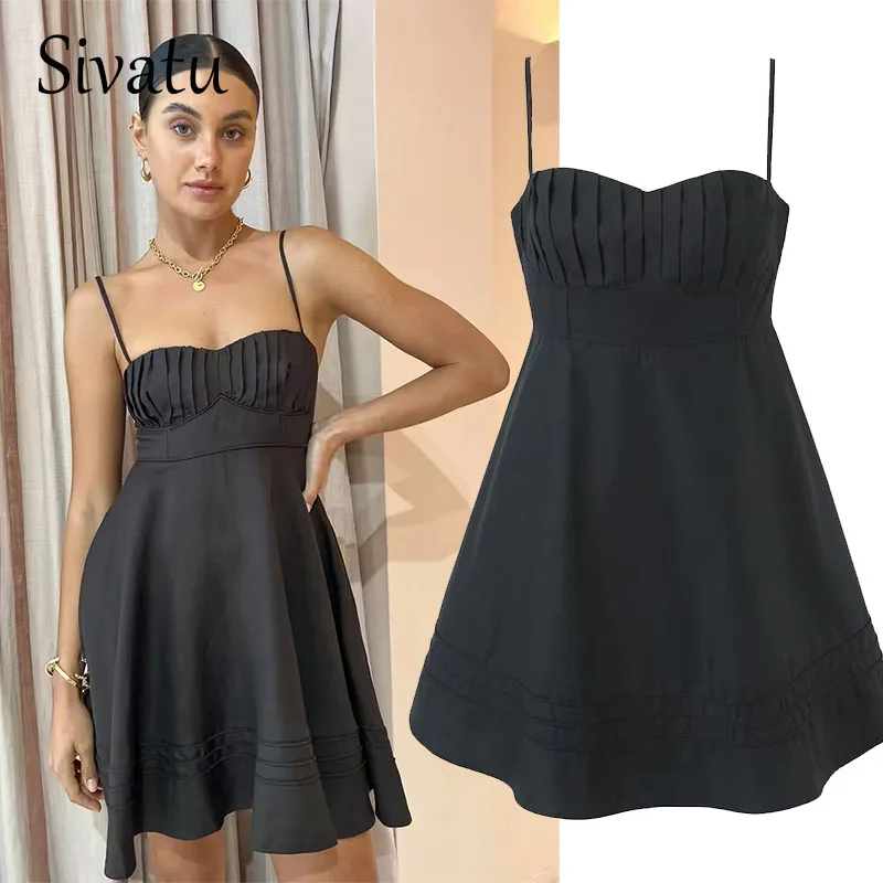 Sivatu Summer Dress Women Vestidos De Noche Juveniles  LOOSE  Vintage Mini Black Sexy Dress  Vestidos De Verano Mujer 2022