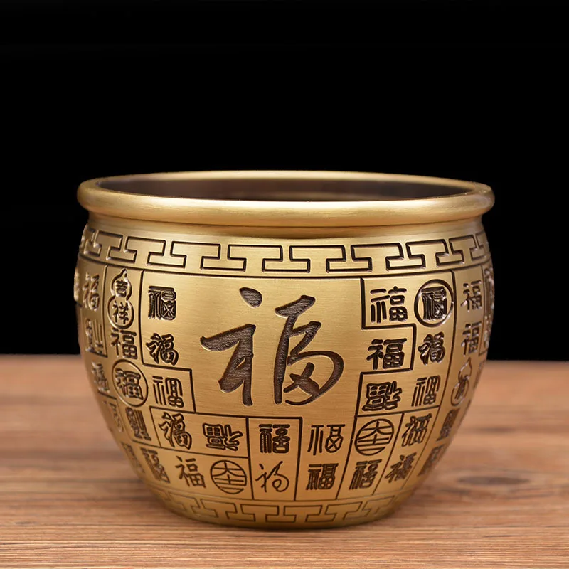 

Chinese Fengshui Antique Brass Bowl Crafts Gift Decoration Ornaments Desk Accessories Decor Gift
