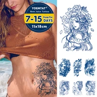 blue lasting ink juice waterproof temporary tattoo sexy beauty flower carp sticker body art transfer flash fake tattoo men women