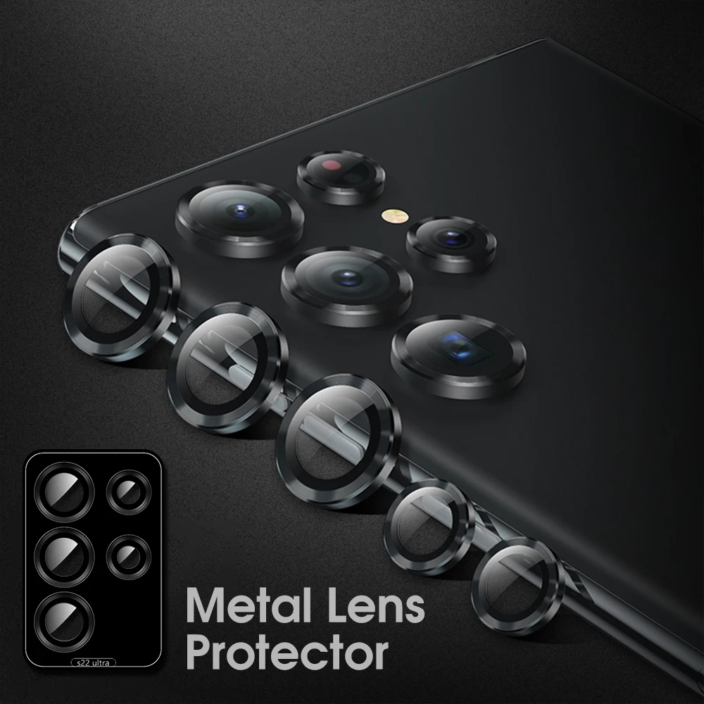 

For Samsung Galaxy S22 Ultra Camera Lens Protectors Metal Camera Ring Case Glass for Samsung S 22 S22Ultra 5G Protective Cap