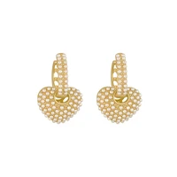 luxury simple design pearl heart anchor earrings for women 2022 fashion gold earrings for gift birthday wedding earrings