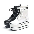 Женские мотоциклетные сапоги Fujin, черные трикотажные сапоги на очень высокой платформе, на толстой подошве, для зимы