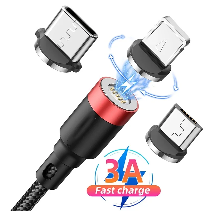 

USLION Magnetic USB Cable Fast Charging For iPhone Xiaomi Data Wire Cord USB C Magnet Phone Charger Micro USB Type C Cable