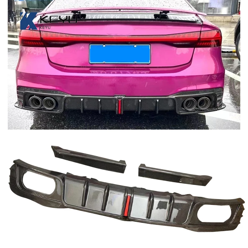 For 2019-2022 Audi A7 S7 RS7 genuine carbon fiber diffuser with smooth surface and high-quality rear lip |