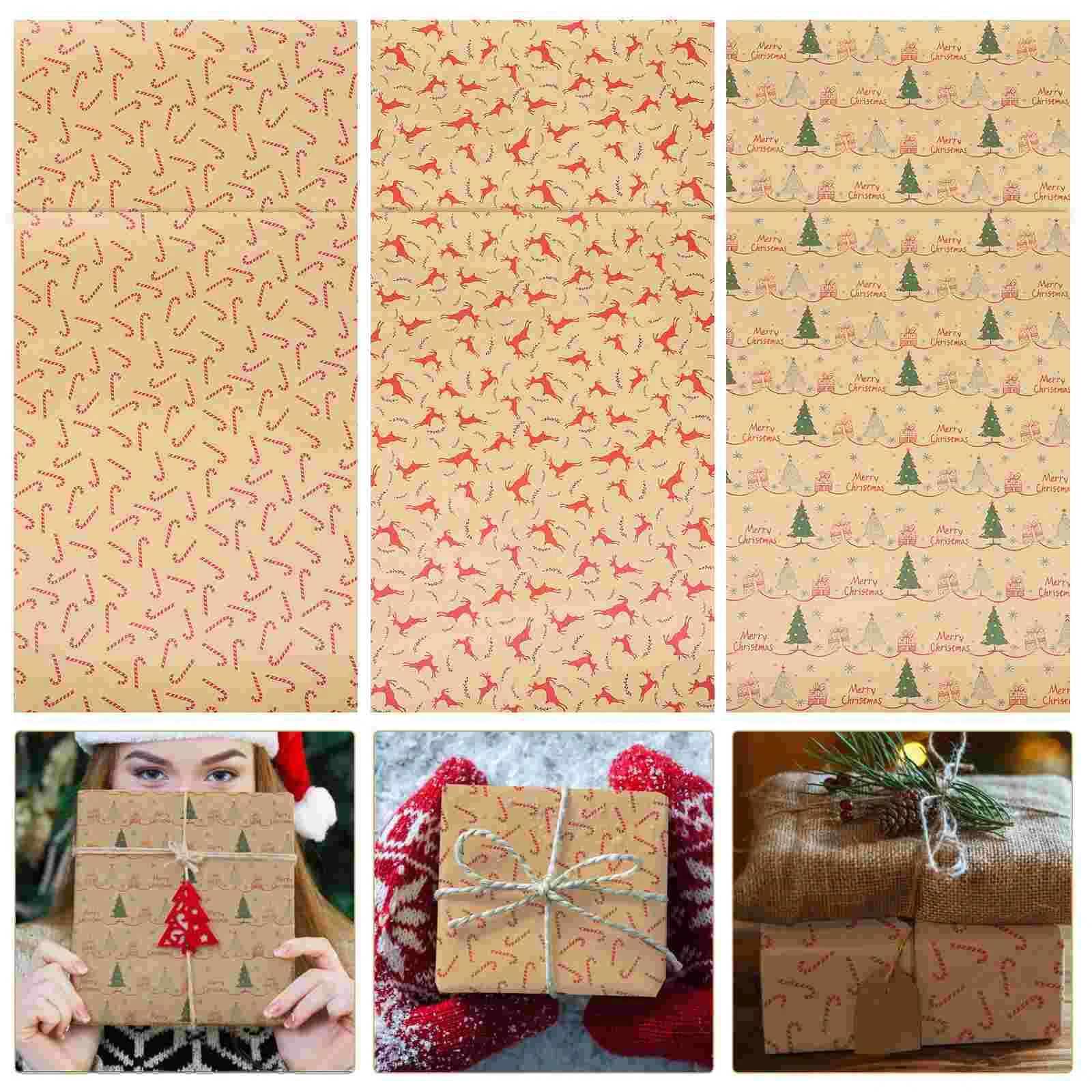 

6 Sheets Christmas Elements Delicate Wrapping Paper Roll Christmas Wrapping Paper Wrapping Paper Xmas Gift Wrapping Paper