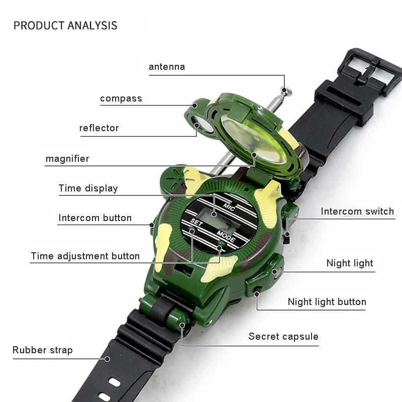 7 in 1 multi functional outdoor portable walkie talkie watch compass childrens wireless interactive intercom toys travel safety free global shipping