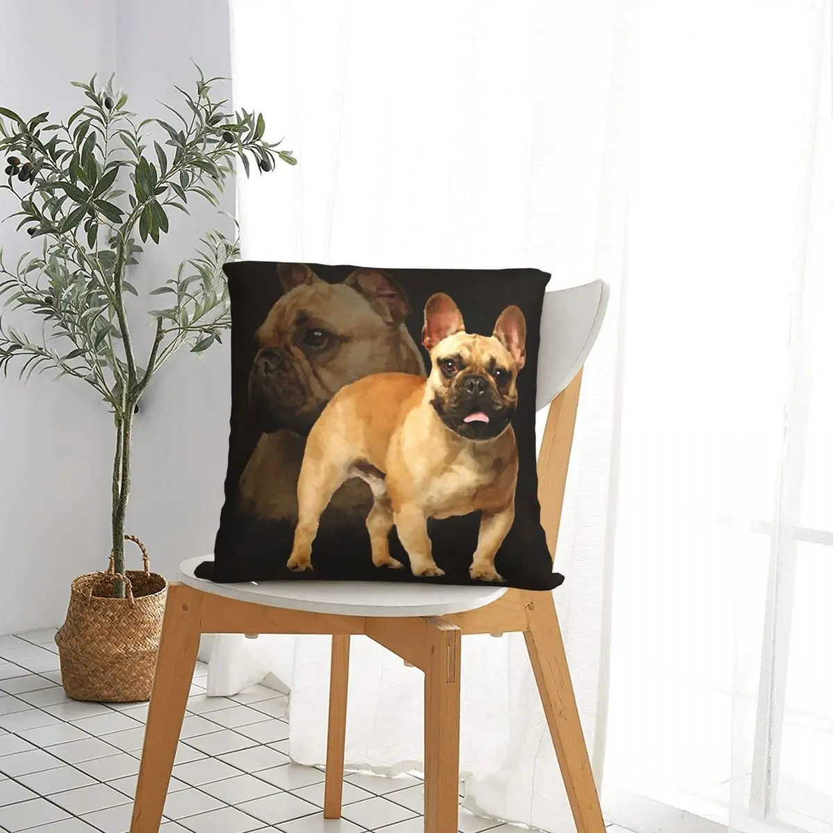 Puppy Art Pillowcase French Bulldog Backpack Cushion For Bedroom DIY Printed Office Hug Decorative |