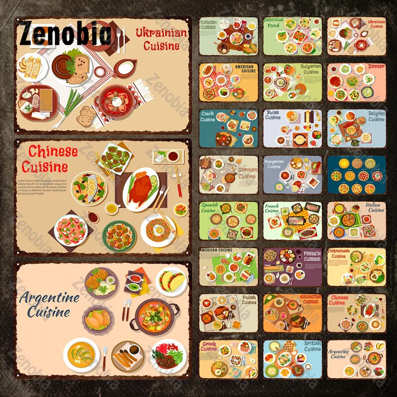 

Plaque Cuisine Metal Poster Polish Creek American Cuisine Dining Table Food Tin Sign Restraunt Cafe Kitchen Decoration Tin Plate