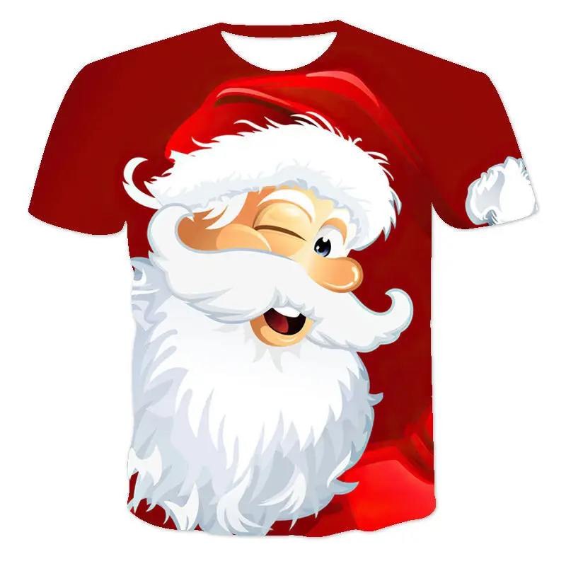 

Unisex Funny Santa Claus short sleeve t-shirts Men Fashion 3D Print Celebrate The Holidays T-shirt Interesting Christmas gift