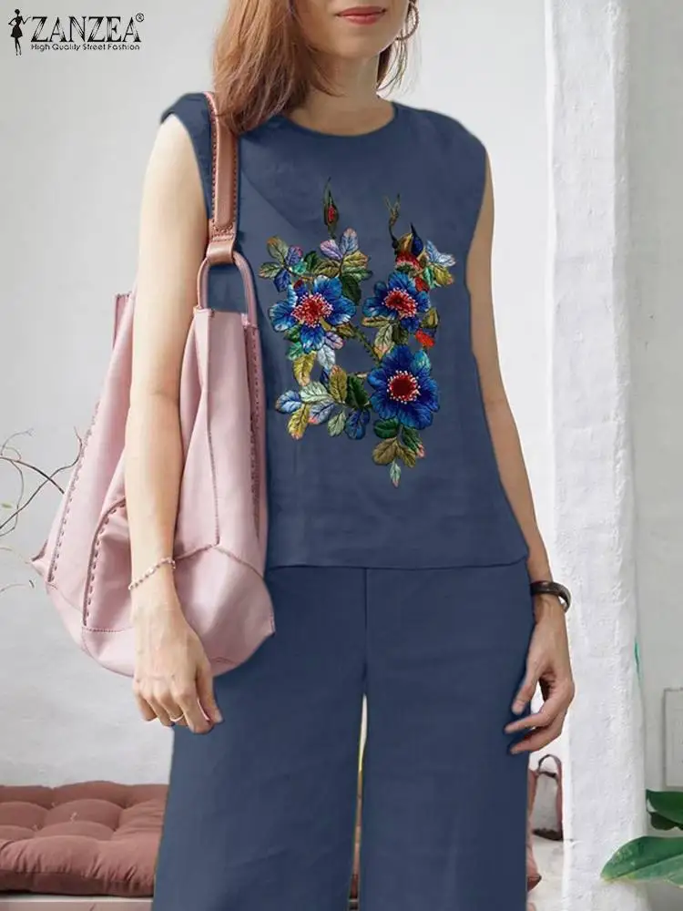 Костюм ZANZEA женский с винтажными брюками повседневный праздничный спортивный