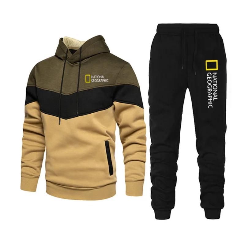 

National Geographic Fashion Brand Mannen Sets Trainingspak Herfst Nieuwe Mannen Truien + Joggingbroek Pak Hooded Casual Sets Man